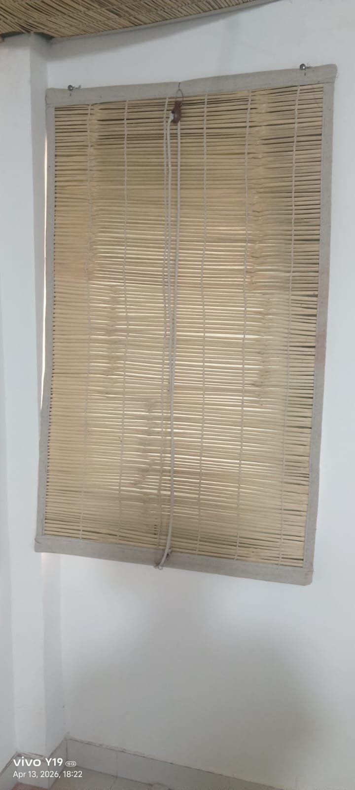 Minimalist seasoned raw bamboo chick blind for bedroom and study window